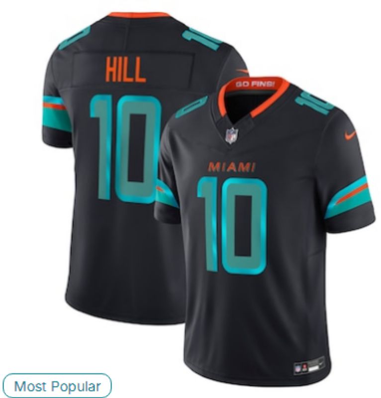 Men Miami Dolphins #10 Hill black Nike 2025 Limited Nike NFL Jersey 05